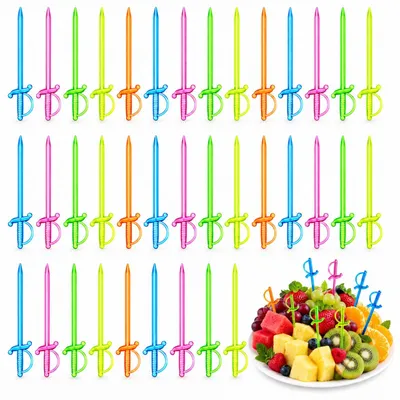 Produktbild von Fingerfood-Spieße - 200 Stück - Cocktailspieße aus buntem Kunststoff für Obst und Häppchen