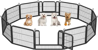 Produktbild von Yaheetech Welpenlaufstall, 60 cm H, 12-teilig, 2 Türen, Metall, Schwarz, faltbar, platzsparend, modulierbar, für kleine Haustiere (Welpen, Katzen, Kaninchen), Innen- & Außenbereich, robust, stabil, wasserabweisend