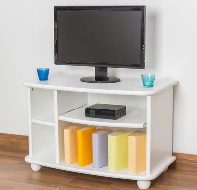 Produktbild von TV-Lowboard Landhausstil Massivholz Farbe: Weiß 50x77x40 cm