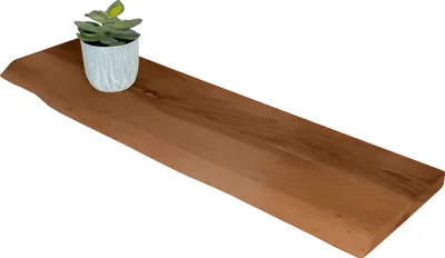 Produktbild von Refurbished Möbelretoure Wandregal Akazienholz nussbaum massiv 90x20 cm Holzregal Steckboard Baumkante AMANDA