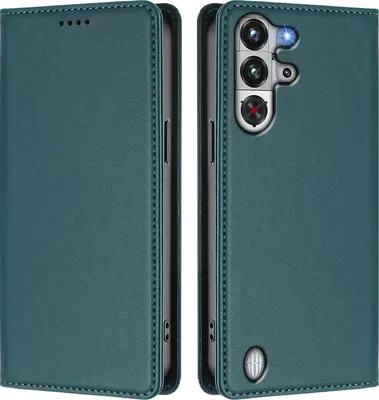 Image de Etui en cuir pour ZTE nubia RedMagic 10 Pro, étui magnétique en cuirPolyuréthaneavec support Vert