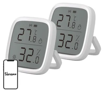Zdjęcie produktu dla SONOFF ZigBee SNZB-02D, czujnik temperatury i wilgotności, zestaw 2 sztuk