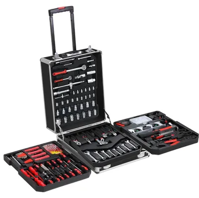 Immagine prodotto di MONZANA® Cassetta Attrezzi Completa 1050 Pezzi Trolley Portautensili Ruote Valigia Kit da Lavoro Valigetta in Alluminio Set Attrezzi Chiavi Brugole