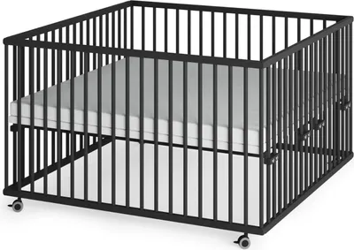 Produktbild von Laufgitter XXL 120x120 cm mit Matratze Cloud Air - Black Edition - Premium