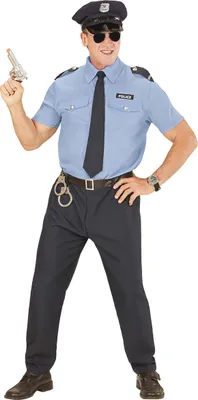 Produktbild von Polizist Kostüm Cop hellblau-dunkelblau-schwarz - L