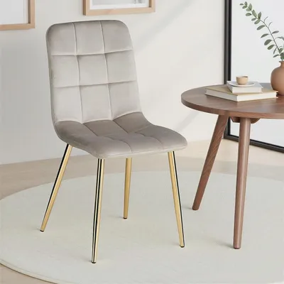 Produktbild von Homestyle4u Esszimmerstühle 6er Set Samt Gold Grau Polsterstuhl Polstersessel Küchenstuhl Metall