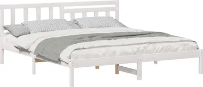 Obrázek produktu pro Rám postele s čelo Bílá 180 x 200 cm Masivní borové dřevo