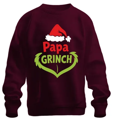 Obrázok produktu pre Otec Grinch Vianoce Vtipný vianočný darček Otec darček Uni mikina pulóver, bordová, 3XL