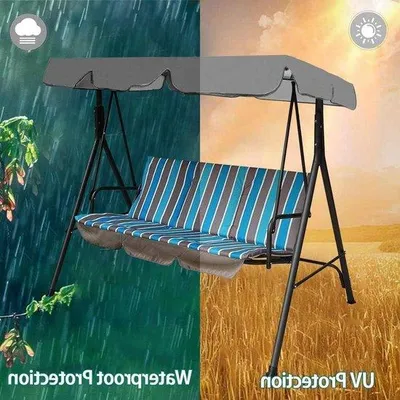 Immagine prodotto di Panchina a dondolo per 3 persone, impermeabile, grigia, con protezione UV