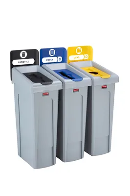 Produktbild von Rubbermaid Recyclingset Slim Jim 2057607 schwarz/blau/gelb