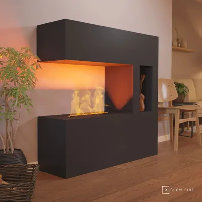 Produktbild von GLOW FIRE Elektrokamin 'Schiller' Pocket | Wasserdampf Kamin mit OMC 600 inkl. Holz in schwarz als Raumteiler | HxBxT: 120x120x37 cm