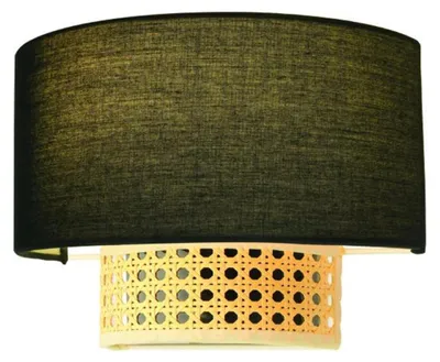 Obrázok produktu pre Nástenná lampa ACA Lighting 1xE14 NISYROS čierna + ratan 25x18x13 cm TF20831WB