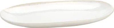 Productafbeelding van Ovale serveerschaal van keramiek, model Lumi, 38 x 23 cm, met een licht crèmekleurige glazuur