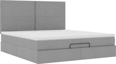 Produktbild von Ottoman-Bett mit Matratze Hellgrau 180x200 cm Stoff