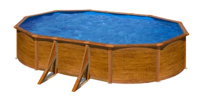Produktbild von GRE Ovaler Stahlwandpool mit Holzoptik 500 x 300 x 120 cm, serie Pacific