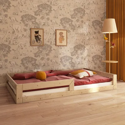 Produktbild von Need Sleep Kinderbett Bodenbett 140x200 cm mit Rausfallschutz aus Fichtenholz