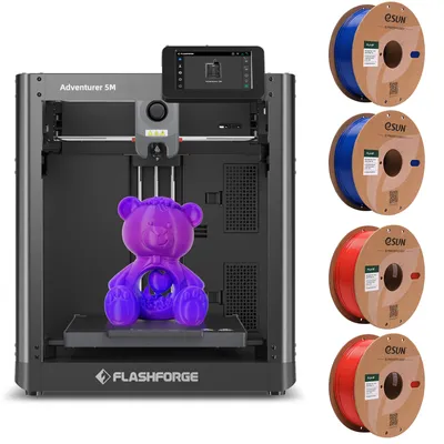 Produktbild von Flashforge Adventurer 5M 3D-Drucker, 600 mm/s Druckgeschwindigkeit, 220 x 220 x 220 mm Druckvolumen + 2*1KG Blau High Speed PLA-Filament+ 2*1KG Rot High Speed PLA-Filament