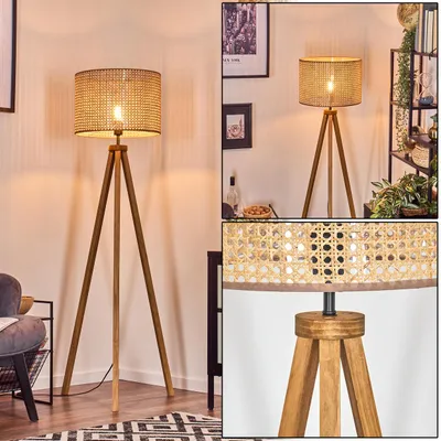 Produktbild von Varoni Stehlampe aus Holz/Wiener Geflecht/Rattan in Naturfarben/Schwarz