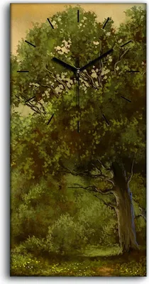 Produktbild von Wanduhr Bürouhr Leinwand Bild 30x60 Malerei Wald Bäume Fluss Himmel Wolken Kunst - schwarze Hände