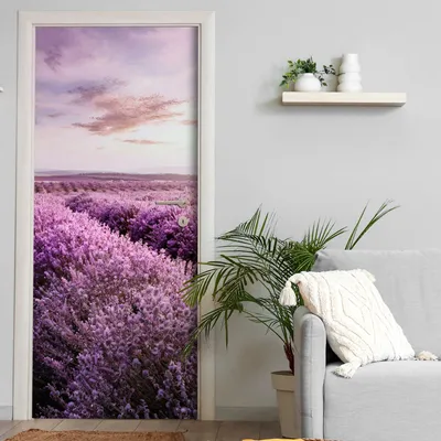 Produktbild von Türtapete selbstklebend | 200 x 90 cm Lavendel, Provence, Natur | Tür Aufkleber Poster Türfolie | Einteilig | Wasserfest 3D Türaufkleber Klebefolie Wandtattoo
