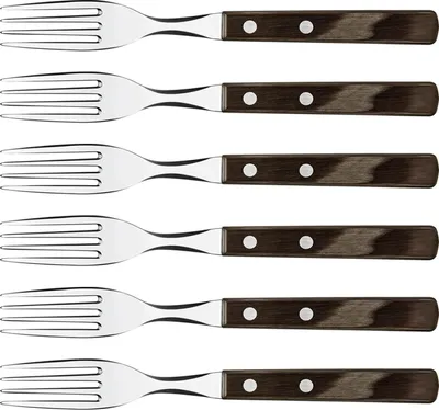 Produktbild von Steak- & Pizzagabel Set 6-tlg. Edelstahl Holzgriff braun Tramontina