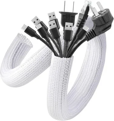 Produktbild von Famanu Kabelschlauch selbstschließend, flexible Kabelschutzummantelung, 3 Meter, Durchmesser 12-20 mm, weiß