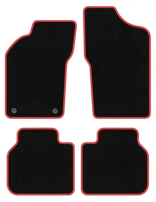 Obrázok produktu pre Velúrové autokoberce pre: Alfa Romeo 155 1995-1999 (sedan) – sada 4 ks, čierno-červené, na mieru – Wielganizator CARLUX