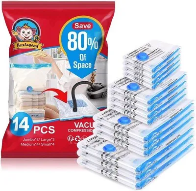Produktbild von Vakuumbeutel Set 14-teilig, XL L M S, für Kleidung und Bettwäsche, platzsparend