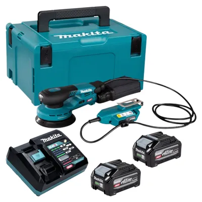 Obrázek produktu pro Makita BO 001 CGU201 akumulátorová excentrická bruska 40 V max., 125 mm, zdvih 5,0 mm, bezkartáčový motor + 2x akumulátor 4,0 Ah + nabíječka + kufr Makpac