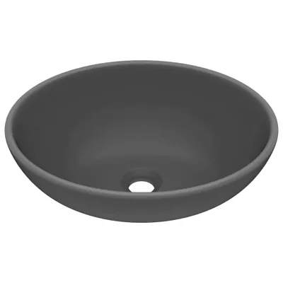 Produktbild von vidaXL s Ovales Waschbecken Matt Dunkelgrau 40x33 cm Keramik