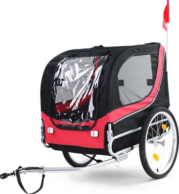 Produktbild von Fahrradanhänger Hundeanhänger klappbar für Haustiere Rot Schwarz bis 40Kg