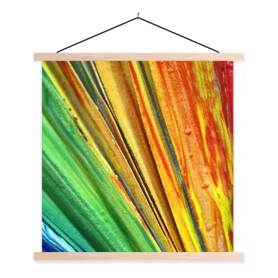 Produktbild von MuchoWow® Textilposter Buntes Ölgemälde 40x40 cm mit holzfarbenen Rahmen - Posterleiste