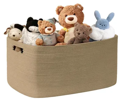Produktbild von Aufbewahrungskorb 72L Baumwollseil Geflochten Wäschekorb Spielzeugkorb Deckenkorb Wohnzimmer Kinderzimmer