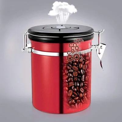 Image de Boîte à café en acier inoxydable, 1,5 l, hermétique, rouge, pour la cuisine