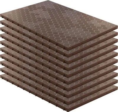 Image de Lot de 10 Dalles de sol Clipsables Marron Taupe 116x76x3cm Polypropylène Revêtement de Sol Modulable 7.69m2 INTEC