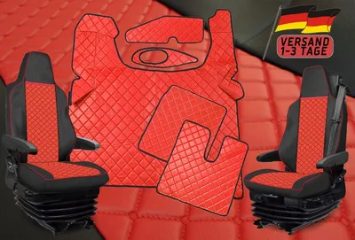 Produktbild von LKW Fußmatten und Sitzbezüge für MAN TGX 2021- Kunstleder Rot-