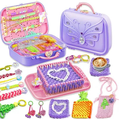 Produktbild von 6-in-1 Freundschaftsarmband Bastelset für Kinder, Webstuhl-Set, Kunst & Handwerk, Lila