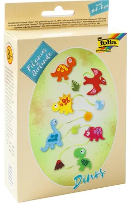 Produktbild von folia Mini Filz-Nähset "Filzinies" Girlande Dinos