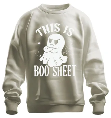 Obrázok produktu pre Lustiger Halloween Geist This is Boo Sheet Wortspiel Grusel Frech Uni mikina, Natur, XL