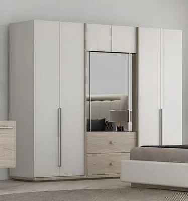 Zdjęcie produktu dla Kleiderschrank Schlafzimmerschrank Garderoben Schrank Einbauschrank mit Spiegel