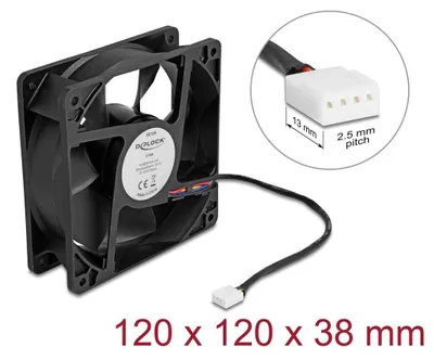Obrázok produktu pre DeLOCK 67298, Ventilátor, 12 cm, 3,53 m³/h, Čierna