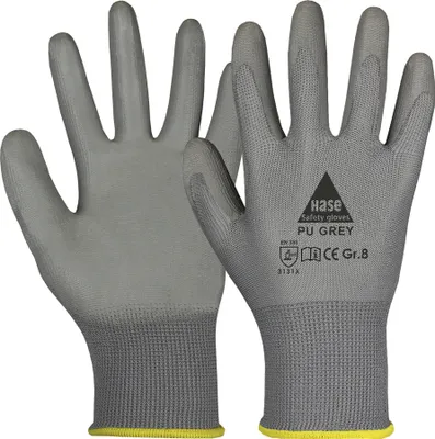 Produktbild von HASE SAFETY GLOVES Arbeitshandschuhe PU, Polyurethangrey, EN 388, EN 420, grau, Größe 7