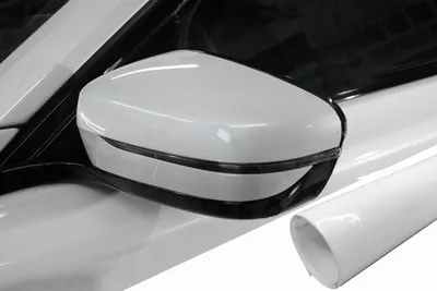 PREMIUM Spiegel Spiegelgehäuse Kappe Design Folie Weiß Glanz für viele Fahrzeuge – Produktansicht