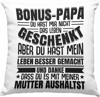 Produktbild von Trendation - Stiefvater Geschenk Deko-Kissen mit Füllung 40x40 Vatertag Lustiger Spruch Bonus Geschenkidee Stiefpapa (Grün)