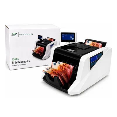 Productafbeelding van SCANNUM® 1200-S Geldtelmachine – Biljettelmachine met 4-voudige Valsgelddetectie (UV, MG, IR) – Valsgelddetector – 1.000 Biljetten/min – Geldteller