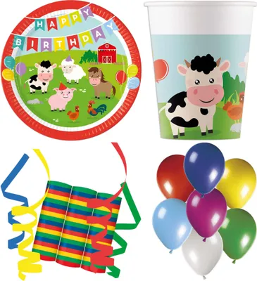 Produktbild von 120-tlg. Set Kindergeburtstag Party Feier Fete Deko Motto Bauernhof