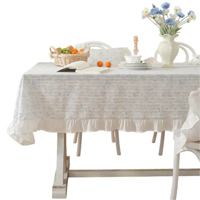 Produktbild von Rechteckige Jacquard Tischdecken, Französische Tischdecke, Baumwolle, Abwaschbar, Blau 140x180cm