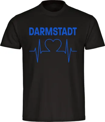 Produktbild von multifanshop Kinder T-Shirt - Darmstadt - Herzschlag, schwarz, Größe 128