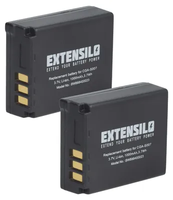 Produktbild von EXTENSILO 2x Akku kompatibel mit Panasonic Lumix DMC-TZ50 Kamera (1000 mAh, 3,7 V, Li-Ion)