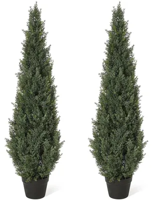 Produktbild von Künstlicher Zedernbaum, 122 cm Höhe, UV-beständiges Material, für Innen- und Außenbereich geeignet, Topf enthalten, wartungsfrei